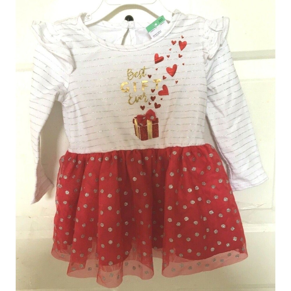 Baby Girl Christmas / Holiday Dress 18 Months Red Gold Shimmer NWT Free Shipping